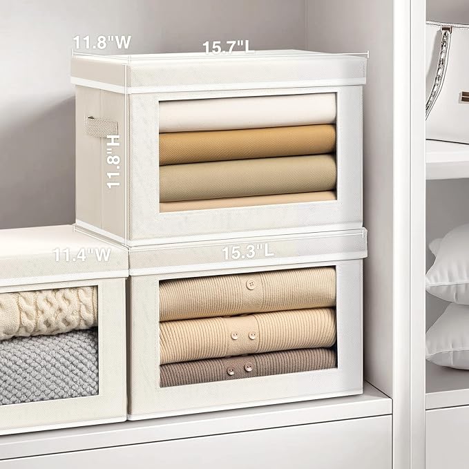 Homsorout Storage Bins with Lids, 3 Pack Large Storage Cubes with Window - Image 2