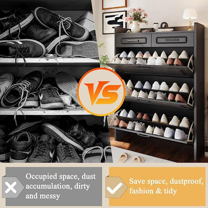 ODUWA Shoe Cabinet with 3 Flip Drawers and 2 Storage Drawers, Shoes Organizer - Image 6