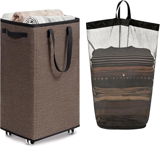 Goodpick Laundry Basket with Wheels, 75L Collapsible Laundry Baskets with by Goodpick