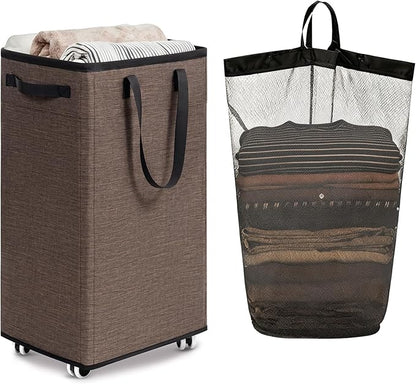 Goodpick Laundry Basket with Wheels, 75L Collapsible Laundry Baskets with by Goodpick