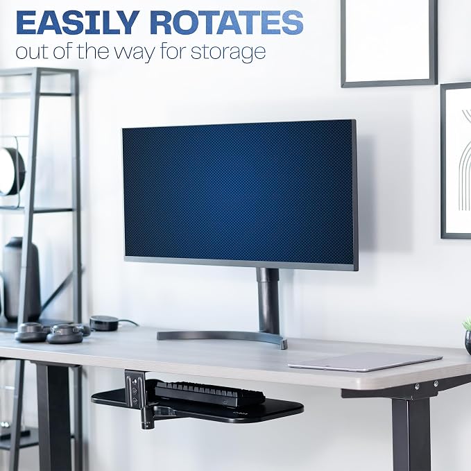 VIVO Under Desk Rotating 23 x 10 inch Computer Keyboard and Mouse Tray - Image 6
