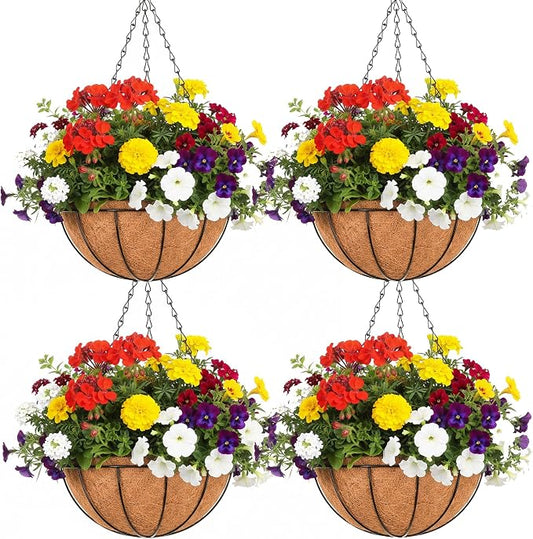EIMQUVW Outdoor Metal Hanging Planters Basket Hanging Baskets by EIMQUVW
