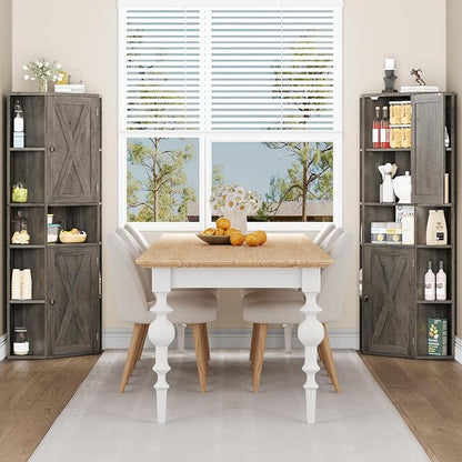 Farmhouse Corner Cabinet with Storage, Tall Corner Storage Cabinet with - Image 4