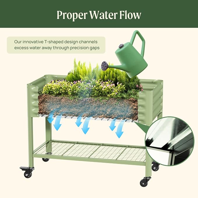 Rolling Elevated Raised Garden Bed-V Series, 700 Lbs Weight Capacity, Outdoor - Image 7