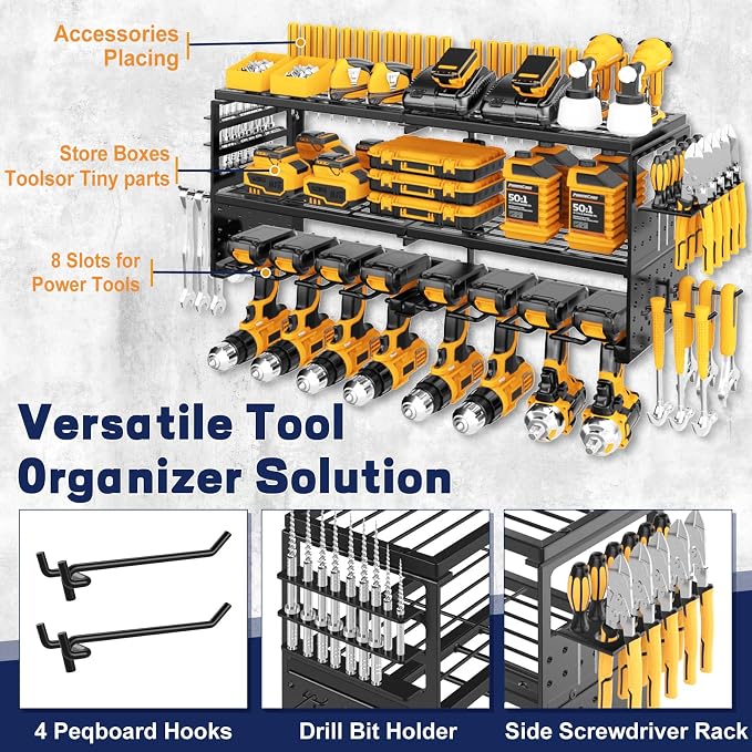 Power Tool Organizer Wall Mount, 300Lbs Load 3 Layer Heavy Duty Metal Tool Shelf - Image 3