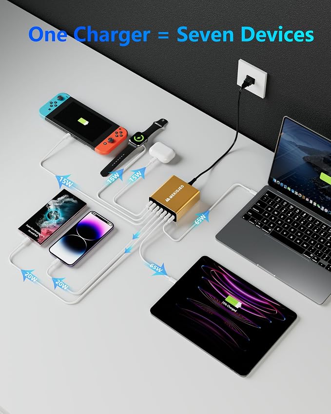 Aluminum Alloy 260W USB C Charger GaN Fast USB C Charging Station 7 Ports | 65W - Image 5