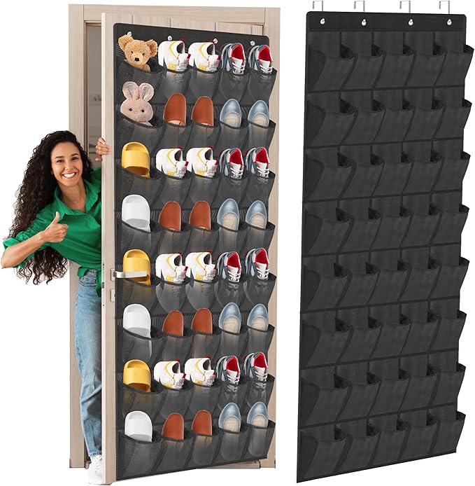 Over The Door Shoe Organizer, 40 Large Mesh Pockets Hanging Shoe Rack Organizer by BiCINE