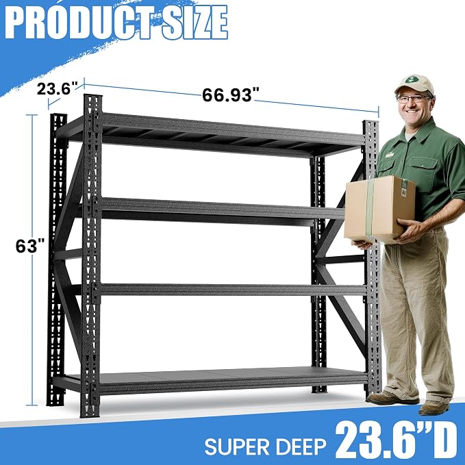 Heavy Duty Garage Storage Shelves 5000LBS Capacity, 4-Tier Large Industrial - Image 2