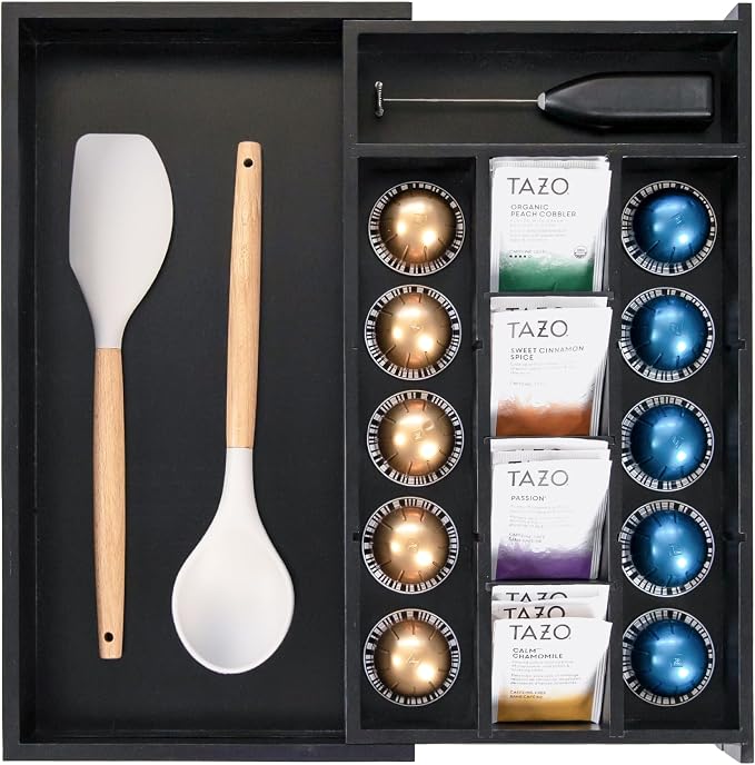 KitchenEdge Tea Bag and Coffee Pod Kitchen Drawer Organizer, Expandable 9.7 to by KitchenEdge