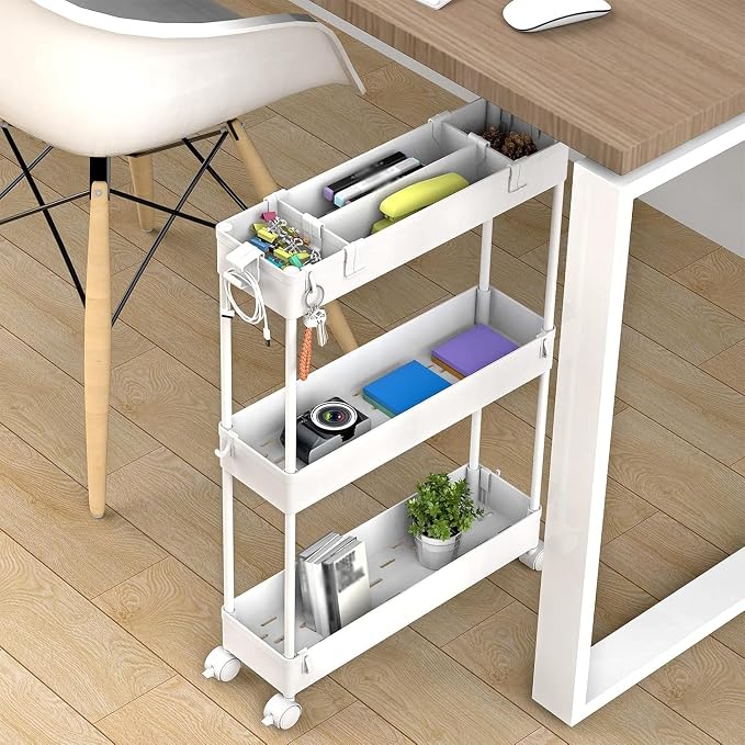 SPACELEAD 2-piece Set Slim Storage Cart 3 Tier, Bathroom Organizer Rolling - Image 6