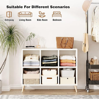 6 Cube Storage Organizer, Wood Bookcase - Image 7