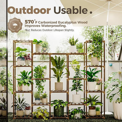 Bamworld Large Hanging Plant Stand Indoor Tall Plant Shelf Outdoor 14 Pots - Image 3