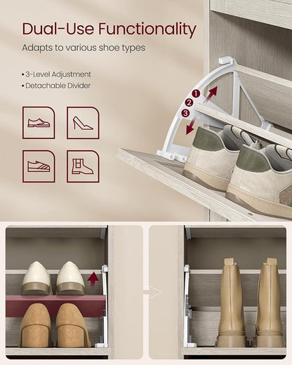 VASAGLE Shoe Organizer, Adjustable Dividers, Oatmeal Beige | Adjustable and - Image 5