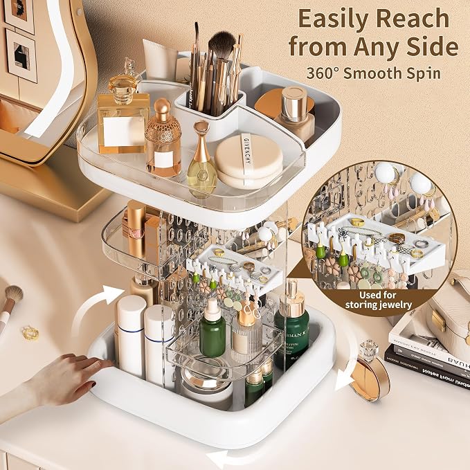 360 Rotating Makeup Organizer for Vanity & Countertop, Spinning Perfume and - Image 2