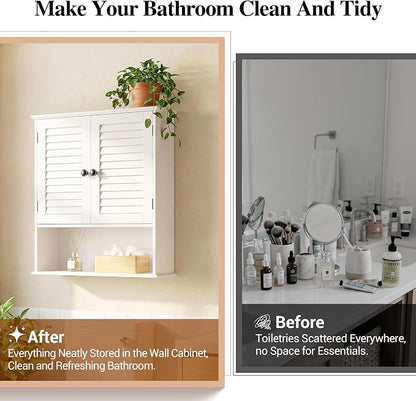 Bathroom Wall Cabinet with Adjustable Shelf, Over Toilet Storage Cabinet - Image 7