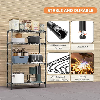 1400 lbs 4 Tier Storage Rack Metal Wire Shelving Unit, Storage Standing - Image 6