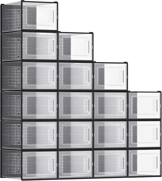 SONGMICS Shoe Boxes, Stackable Clear Plastic Boxes by SONGMICSbySONGMICSHOME