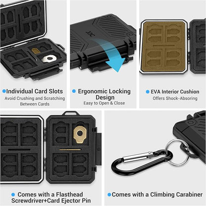 JJC Slim Memory Card Case for 8 SD 12 TF and 2 Nano SIM Cards, IP67 Waterproof - Image 5