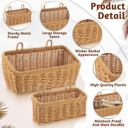 2 Pcs Wall Hanging Baskets for Storage, Woven Hanging Basket | - Image 3