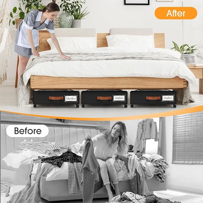 Under Bed Storage with Wheels 3Pack Storage Containers with Clear Window&Label - Image 5