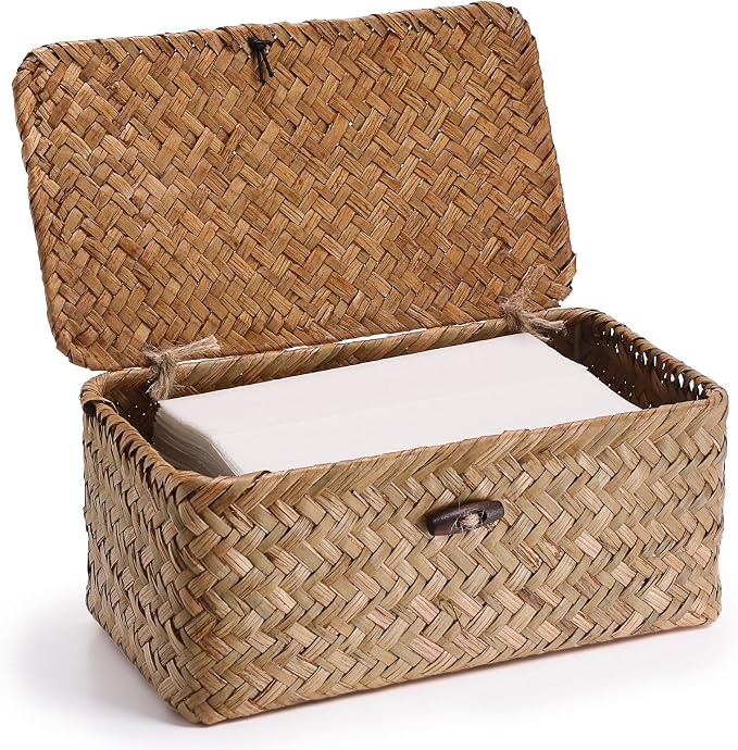 Dryer Sheet Holder, Woven Seagrass Dryer Sheets Container by Hoowen