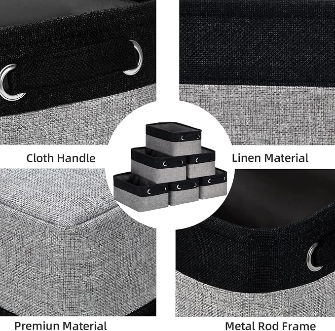 HNZIGE Storage Baskets for Storage Fabric Small Organizer Bins for Shelves - Image 3