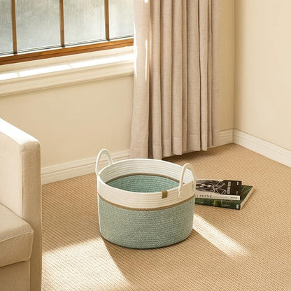 LA JOLIE MUSE Braided Basket, Cotton Rope Storage Baskets, Large Cotton Basket - Image 2