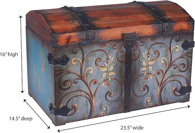 Household Essentials Vintage Wood Storage Trunk - Image 3