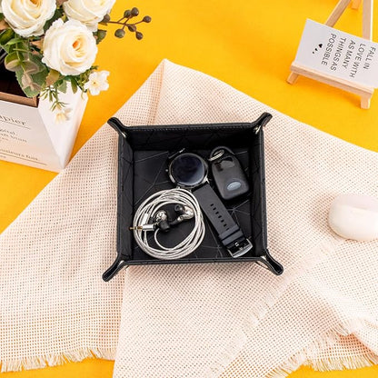 PU Leather Valet Tray for Mens and Women Catchall Tray for Keys, Jewelry Small - Image 4