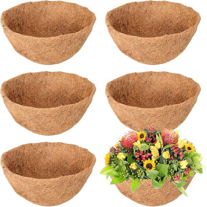 6 Pack 10 Inch Hanging Basket Coco Liners Replacement, 100% Natural Round by Legigo