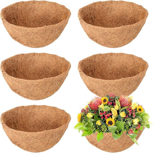 6 Pack 10 Inch Hanging Basket Coco Liners Replacement, 100% Natural Round by Legigo