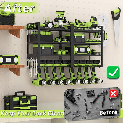 Power Tool Organizer Wall Mount, 4 Layers Capacity Heavy Duty Metal Storage Rack - Image 5