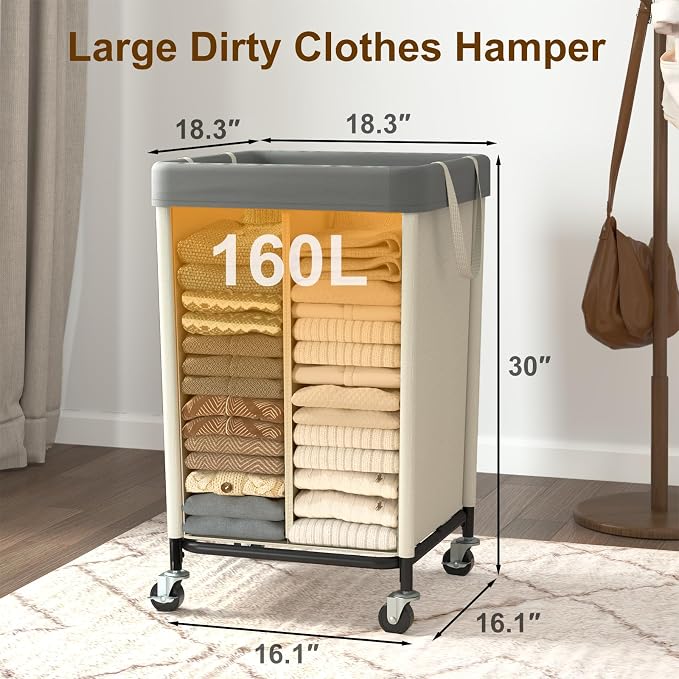 WOWLIVE 160L Rolling Laundry Hamper - Image 2
