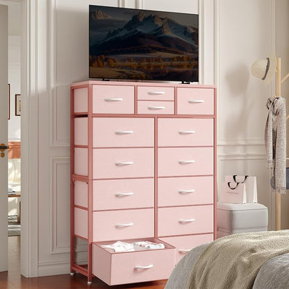 EnHomee 52.2" H Pink Dresser for Bedroom, Vertical Storage Tower, Anti-Tip | - Image 7