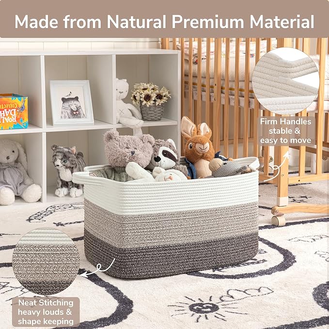 Goodpick Large Woven Storage Basket, 21.6"x14.9"x11.8", Blanket Storage - Image 6