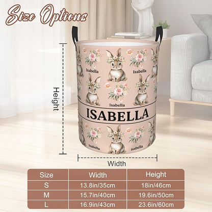 Custom Name Laundry Hamper, Personalized Rabbit Laundry Basket - Image 3