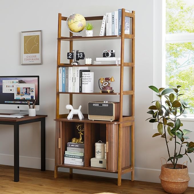 4-Tier Bookshelf, Tall Bookcase - Image 9
