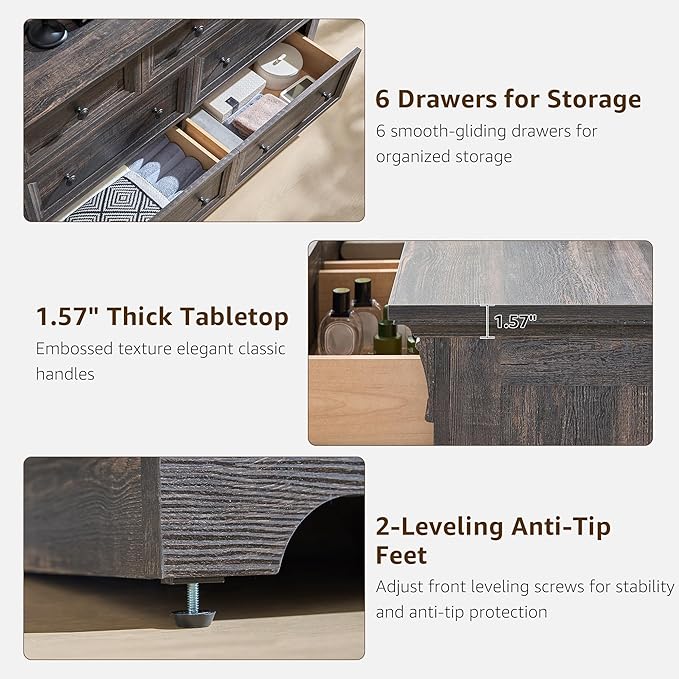 T4TREAM Farmhouse 7 Drawers Dresser - Image 5