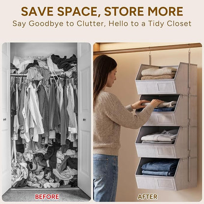 4-Tier Hanging Closet Organizer, Detachable Hanging Storage Shelves - Image 5