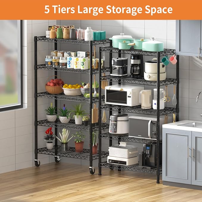 Hodonas Wire Shelving, 1900lbs Capacity 5 Tier Heavy Duty NSF Wire Shelf - Image 4