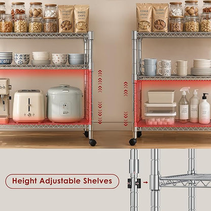 Heavy Duty 3-Shelf Shelving Unit, 24.02" W x 13.78" D x 21.97" H Chrome Steel - Image 2