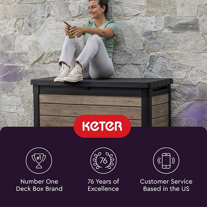 Keter Signature Collection 100 Gallon Resin Deck Box Organization Box and - Image 10