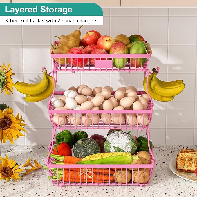 3 Tier Fruit Basket for Kitchen Counter - Image 2