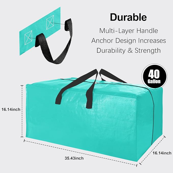 6 Pack Heavy Duty Extra Large Moving Bags W/Backpack Straps - Image 2