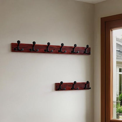 SKOLOO 36-Inch Cherry Wood Coat Rack Wall Mount - Image 3