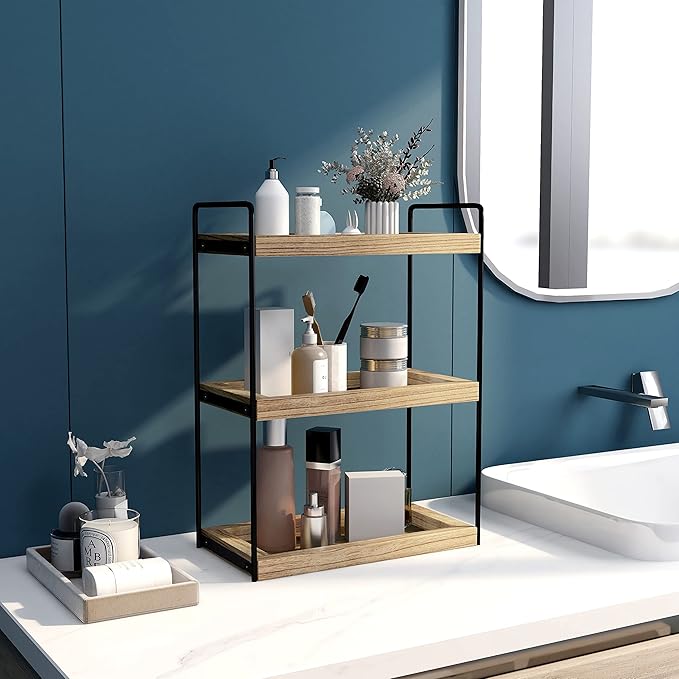 Dorhors Bathroom Counter Organizer, Countertop Tray Storage Shelf | 3 Tier - Image 2