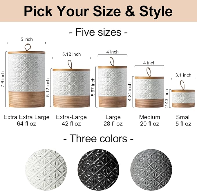 Miamolo Small Ceramic Jar with Lid, Coffee Container Kitchen Food Storage Jars - Image 8