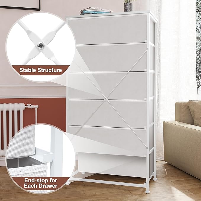 Tall 6-Drawer Wide Fabric Storage Tower Dresser - Image 7