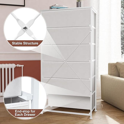 Tall 6-Drawer Wide Fabric Storage Tower Dresser - Image 7