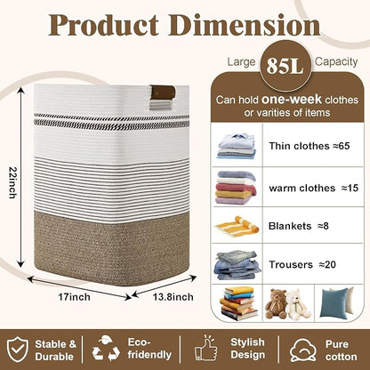 Laundry Hamper, 85L Tall Laundry Basket - Image 3